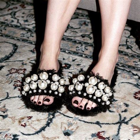 miu miu fluffy slides with pearls|miu michaels shoes.